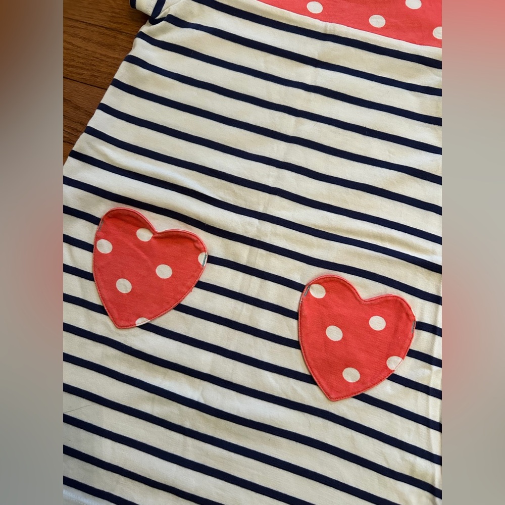 Mini Boden Polka Dot Striped Heart Pocket Dress - Picture 2 of 3